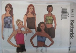 6651 BREEZY HALTER TIED CROP BANDEAU TOPS PATTERN 3 SZS